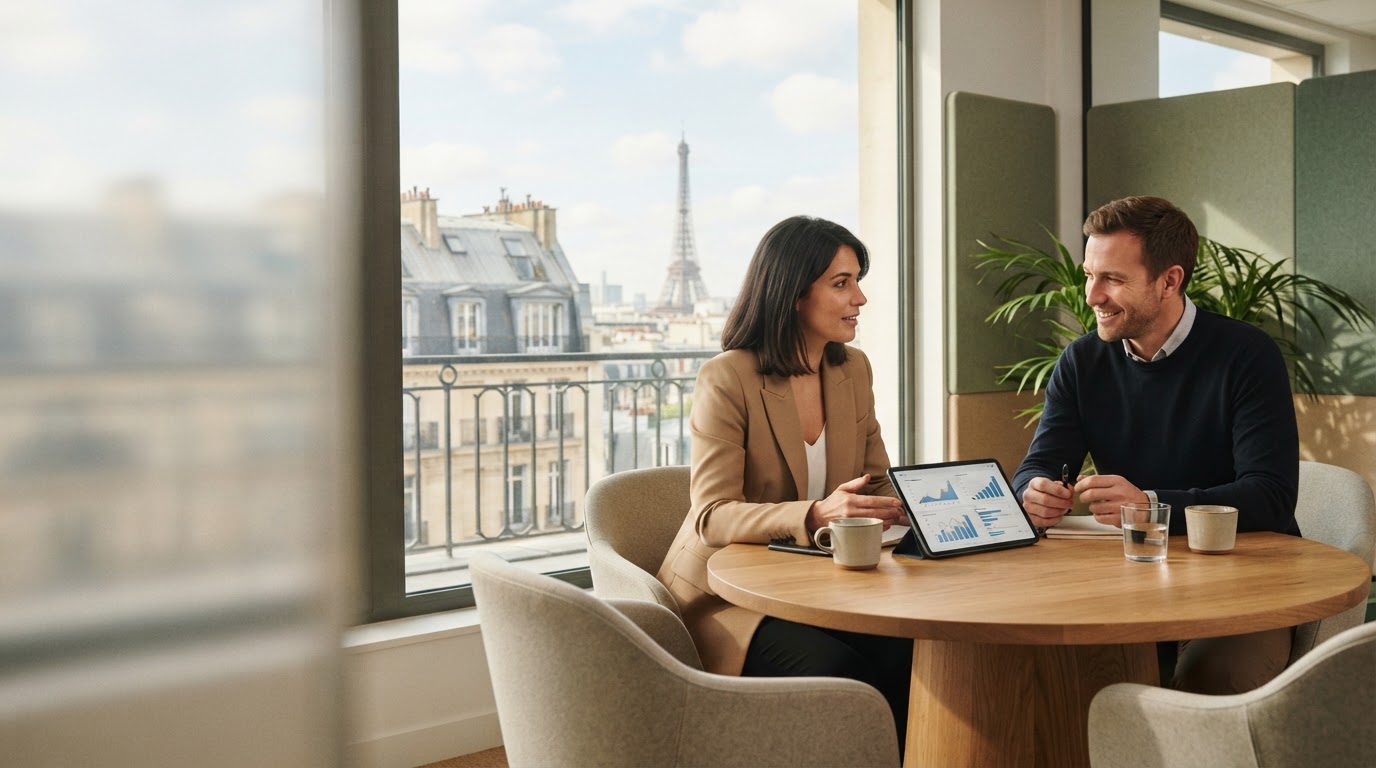 Axiora — étudiant consultant une analyse de marché sur ordinateur portable